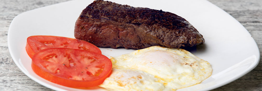 Sirloin Steak & Eggs served at Juno Beach Cafe